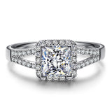 ZOCAI BRAND HALO SPLIT SHANK1.30 CT CERTIFIED F-G / VS DIAMOND ENGAGEMENT RING PRINCESS CUT 18K WHITE GOLD W03185