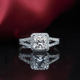 ZOCAI BRAND HALO SPLIT SHANK1.30 CT CERTIFIED F-G / VS DIAMOND ENGAGEMENT RING PRINCESS CUT 18K WHITE GOLD W03185