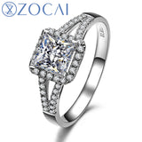 ZOCAI BRAND HALO SPLIT SHANK1.30 CT CERTIFIED F-G / VS DIAMOND ENGAGEMENT RING PRINCESS CUT 18K WHITE GOLD W03185