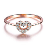 ZOCAI BRAND NATURAL REAL 0.16 CT CERTIFIED I-J / SI DIAMOND HEART ENGAGEMENT RING ROUND CUT 18K ROSE GOLD JEWELRY W01550