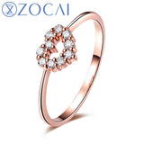 ZOCAI BRAND NATURAL REAL 0.16 CT CERTIFIED I-J / SI DIAMOND HEART ENGAGEMENT RING ROUND CUT 18K ROSE GOLD JEWELRY W01550