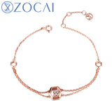 ZOCAI Bracelet 2017 New Arrival The Honeycomb Series Real 0.03 CT Diamond Bracelet 18K Rose Gold (Au750) JBS90229T