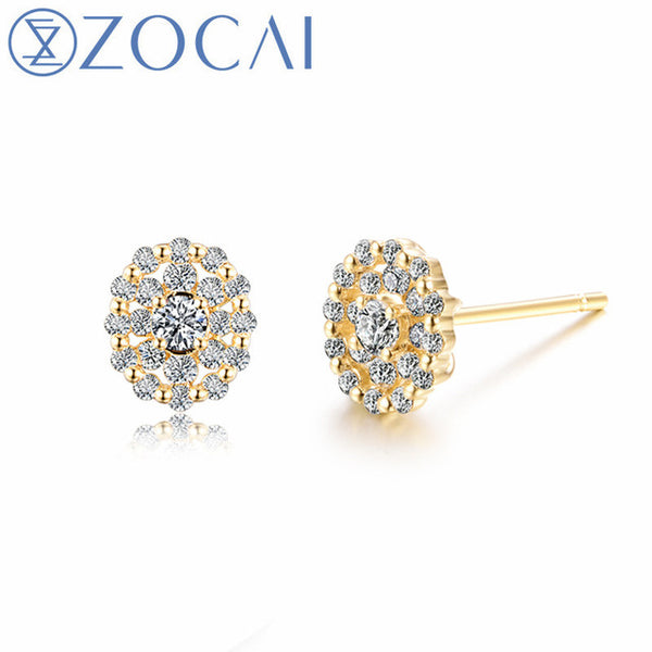 ZOCAI Brand Diamond Earrings Real Certificated 0.28 CT Diamond 18K Yellow Gold (AU750) Engagement Earrings JBE90242T