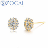 ZOCAI Brand Diamond Earrings Real Certificated 0.28 CT Diamond 18K Yellow Gold (AU750) Engagement Earrings JBE90242T