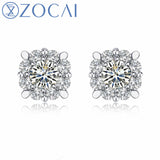 ZOCAI Brand Diamond Earrings Real Natural Certificated Main Diamond 0.10 CT H/SI 18K White Gold (AU750) Engagement Earrings