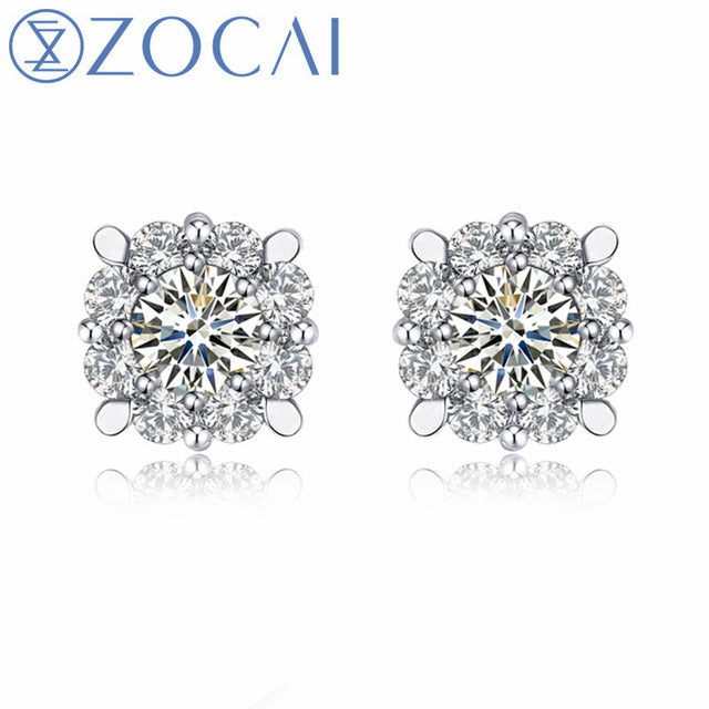 ZOCAI Brand Diamond Earrings Real Natural Certificated Main Diamond 0.10 CT H/SI 18K White Gold (AU750) Engagement Earrings