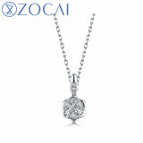 ZOCAI Brand Diamond Necklace Real certified 0.11 CT Diamond 18K gold pendant with 925 silver chain as gift