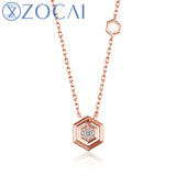 ZOCAI Design Choker The Honeycomb Series Real 0.06 CT Diamond 18K Rose Gold (Au750) Necklace JBD90227T