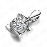 ZOCAI  Embrancing Love 0.25 CT Certified I-J/SI  Diamond Pendant 18K White Gold (Au750) +925 Sterling Chain As Gift D00520