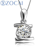 ZOCAI  Embrancing Love 0.25 CT Certified I-J/SI  Diamond Pendant 18K White Gold (Au750) +925 Sterling Chain As Gift D00520