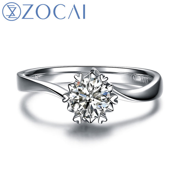 ZOCAI HEART PRONG 100% NATURAL REAL 0.3 CT CERTIFIED F-G/SI ROUND CUT PT950 DIAMOND ENGAGEMENT RING W03338