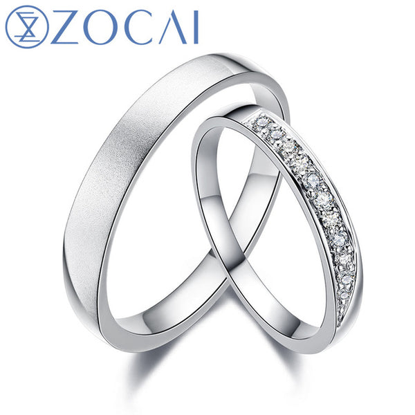 ZOCAI Harbor Of Love Real 0.11Ct Certified i-J/ SI Diamond Wedding Bands Ring His and Hers Diamond Ring Platinum Pt950 Q00447AB