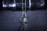 ZOCAI Heart Reflection 18K White Gold 0.03 CT Certified H / SI Diamond Pendant with 925 Silver Chain Necklace D00006