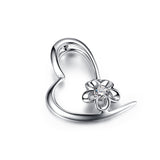 ZOCAI Heart Reflection 18K White Gold 0.03 CT Certified H / SI Diamond Pendant with 925 Silver Chain Necklace D00006