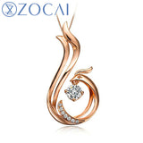 ZOCAI Love Forever Patent Real 18K Gold Genuine 0.11 CT Certified Diamond Phoenix Pendant  with 925 Silver Chain D00037