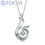 ZOCAI Love Forever Patent Real 18K Gold Genuine 0.11 CT Certified Diamond Phoenix Pendant  with 925 Silver Chain D00037