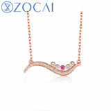 ZOCAI New Arrived Line Necklace Lesten 18K Rose Gold (AU750) 0.12ct Diamond 0.01ct Ruby Necklace