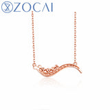 ZOCAI New Arrived Line Necklace Lesten 18K Rose Gold (AU750) 0.12ct Diamond 0.01ct Ruby Necklace