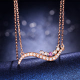 ZOCAI New Arrived Line Necklace Lesten 18K Rose Gold (AU750) 0.12ct Diamond 0.01ct Ruby Necklace