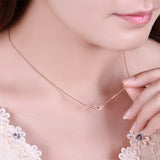 ZOCAI New Arrived Line Necklace Lesten 18K Rose Gold (AU750) 0.12ct Diamond 0.01ct Ruby Necklace