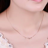 ZOCAI New Arrived Line Necklace Lesten 18K Rose Gold (AU750) 0.12ct Diamond 0.01ct Ruby Necklace