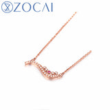 ZOCAI New Arrived Line Necklace Lesten 18K Rose Gold (AU750) 0.12ct Diamond 0.01ct Ruby Necklace