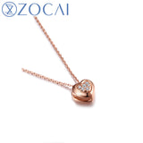 ZOCAI New Arrived Necklace Real 0.10 CT Certified H / SI Diamond Pendant 18K rose Gold (Au750) 925 Silver Chain D80119T