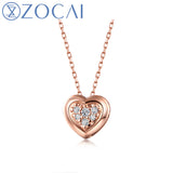 ZOCAI New Arrived Necklace Real 0.10 CT Certified H / SI Diamond Pendant 18K rose Gold (Au750) 925 Silver Chain D80119T