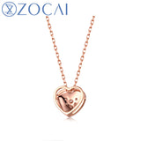 ZOCAI New Arrived Necklace Real 0.10 CT Certified H / SI Diamond Pendant 18K rose Gold (Au750) 925 Silver Chain D80119T