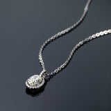 ZOCAI  Oval Cut 0.6 CT Certified D-E / SI Diamond 18K White Gold Pendant with 925 Silver Chain Necklace D03815