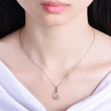 ZOCAI Swan Shape Genuine 0.15CT H / SI Certificated Diamond Neckalce 18K White Gold Pendant with 925 Sterling Silver Chain