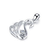 ZOCAI Swan Shape Genuine 0.15CT H / SI Certificated Diamond Neckalce 18K White Gold Pendant with 925 Sterling Silver Chain