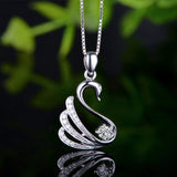 ZOCAI Swan Shape Genuine 0.15CT H / SI Certificated Diamond Neckalce 18K White Gold Pendant with 925 Sterling Silver Chain