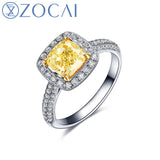 ZOCAI luxurious series 18K white gold Fancy Yellow diamond Cushion cut 0.70 ct certified diamond engagement ring W06163