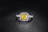 ZOCAI luxurious series 18K white gold Fancy Yellow diamond Cushion cut 0.70 ct certified diamond engagement ring W06163