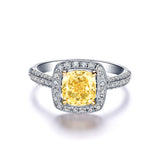 ZOCAI luxurious series 18K white gold Fancy Yellow diamond Cushion cut 0.70 ct certified diamond engagement ring W06163