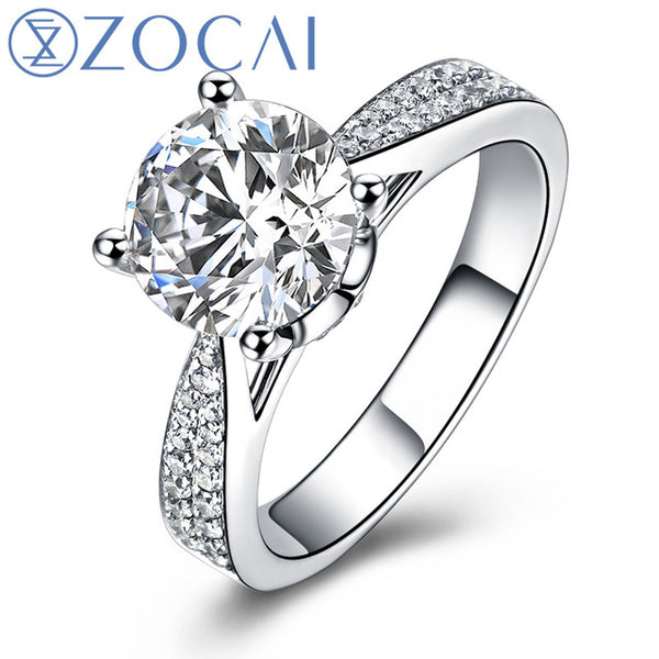 ZOCAI ring For Love Real 1.0 CT GIA Certified F-G/SI Round Cut Diamond Engagement Women Ring 18K White Gold (AU750) W03404