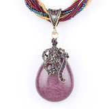 ZOSHI Blue natural crystal stone pendant necklace fashion peacock pendant necklace for women jewelry