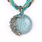 ZOSHI Blue natural crystal stone pendant necklace fashion peacock pendant necklace for women jewelry