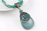 ZOSHI Blue natural crystal stone pendant necklace fashion peacock pendant necklace for women jewelry