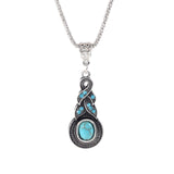 ZOSHI Blue natural crystal stone pendant necklace fashion peacock pendant necklace for women jewelry