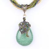 ZOSHI Blue natural crystal stone pendant necklace fashion peacock pendant necklace for women jewelry