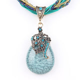 ZOSHI Blue natural crystal stone pendant necklace fashion peacock pendant necklace for women jewelry