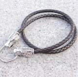 lanseis 1pcs viking wolf chain leather necklace men necklace