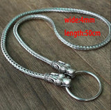 lanseis 1pcs viking wolf chain leather necklace men necklace