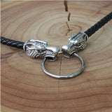 lanseis 1pcs viking wolf chain leather necklace men necklace