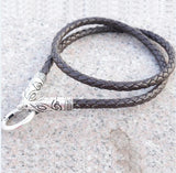 lanseis 1pcs viking wolf chain leather necklace men necklace