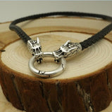 lanseis 1pcs viking wolf chain leather necklace men necklace