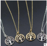 n702 2017 A handmade personalized rhodium tree of life carved tree medallion pendant necklace 1pcs