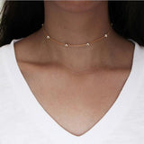 na089 Gothic punk Single layer copper beads chain Article necklace all women sexy metal alloy Clavicle necklace jewelry